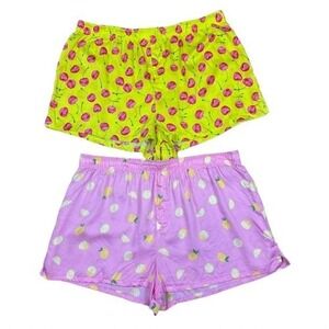 PINK Victoria's Secret Lot of 2 Sleep Shorts Fruit Print Lemon Cherry Size Large